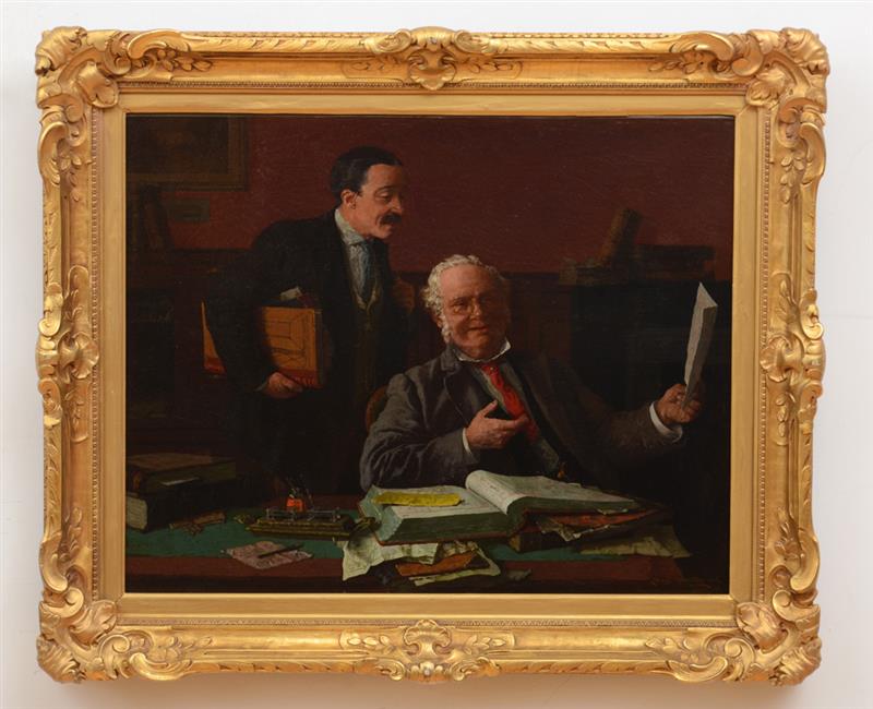 Appraisal: LOUIS MOELLER - THE ACCOUNTANTS Oil on canvas signed 'Louis