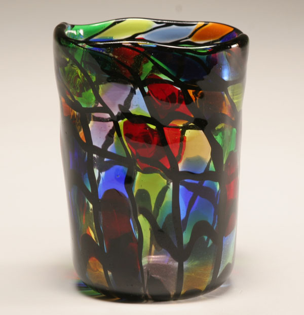 Appraisal: Contemporary art glass vase The clear ground with internal black