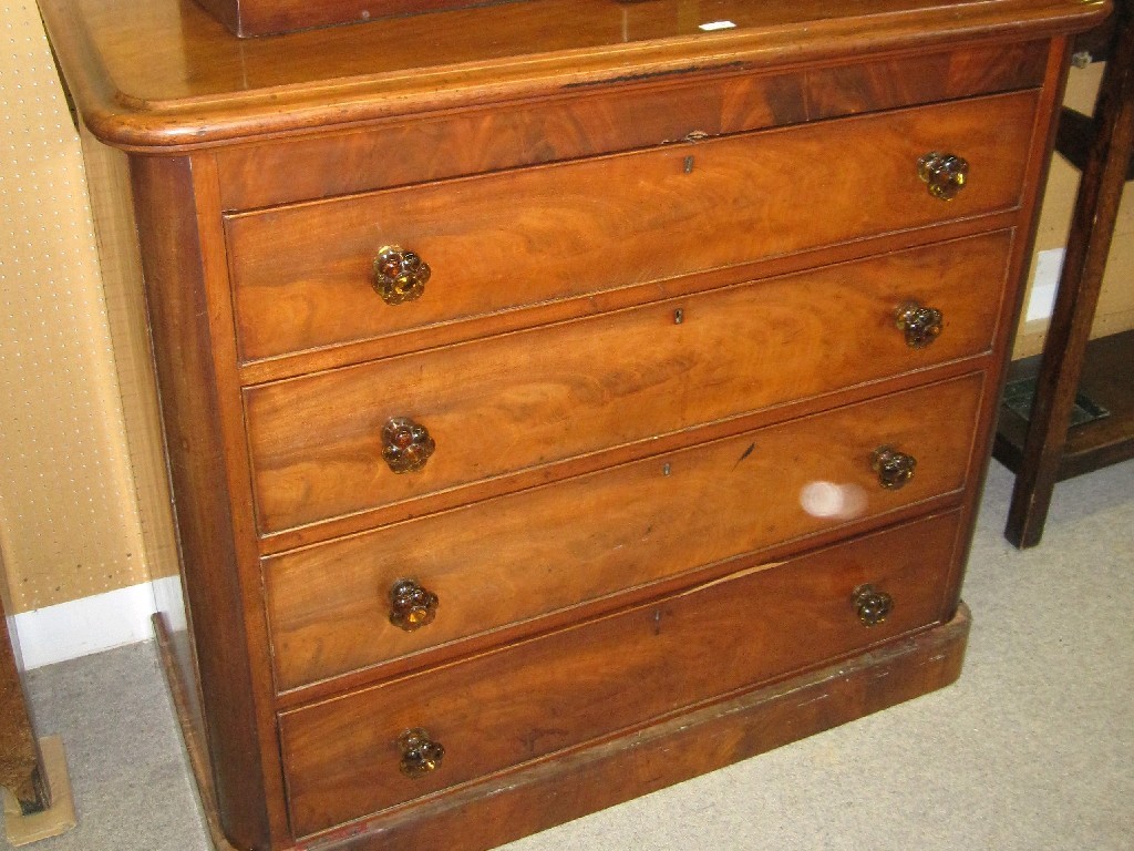 Appraisal: Victorian mahogany four drawer chest with moulded glass handles