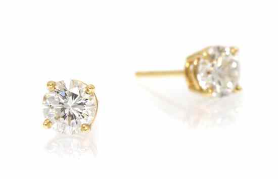 Appraisal: A Pair of Karat Yellow Gold and Diamond Stud Earrings