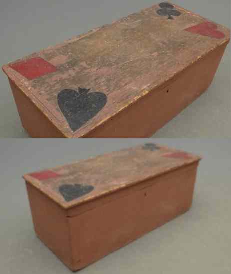 Appraisal: th c blanket box with playing card painted lid ''