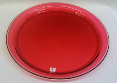 Appraisal: AN AMERICAN VICTORIAN CRANBERRY ROUND TRAY The hors d'oeuvres tray