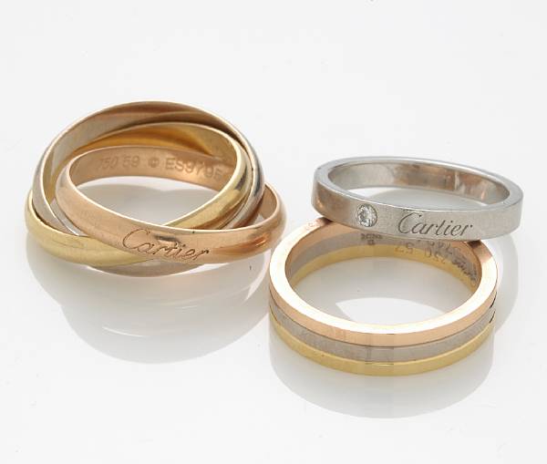 Appraisal: A collection of three rings Cartier including one mounted with