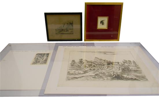 Appraisal: Four prints Valentin Lefevre after Titian Mountainous Landscape etching Heinrich