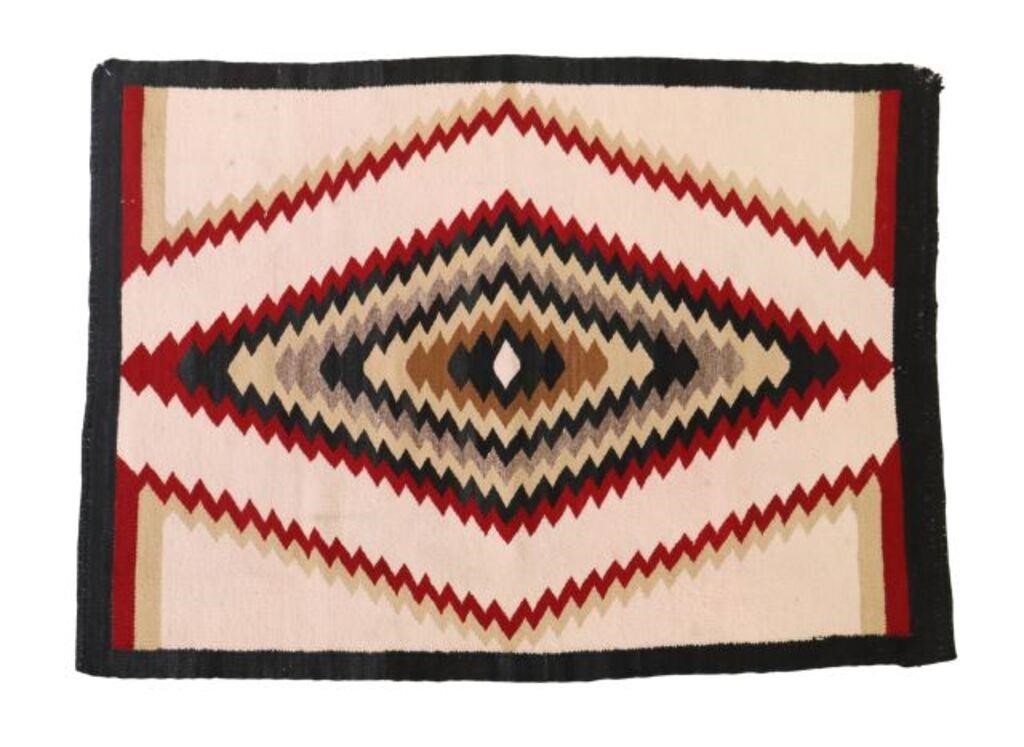 Appraisal: Hand-woven saddle blanket Navajo Dine in a chevron diamond pattern