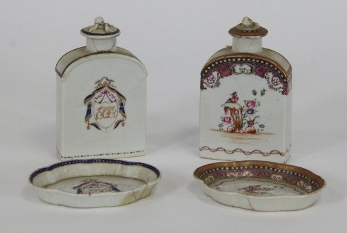 Appraisal: Two Chinese tea canisters and covers one painted flowers the