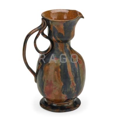 Appraisal: GEORGE OHR - Fine and tall pitcher with ribbon handle