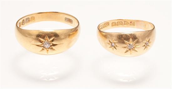 Appraisal: Two Victorian K yellow gold and diamond rings size size