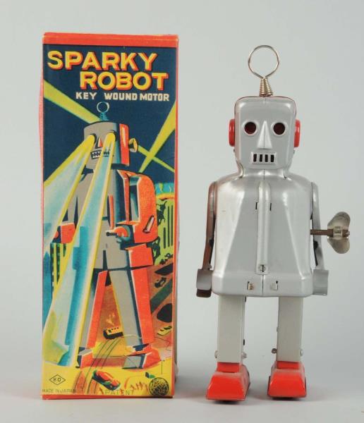 Appraisal: Japanese Tin Litho Sparky Robot O B In original box