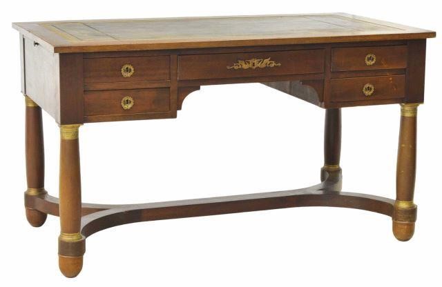 Appraisal: French Empire style mahogany writing desk late th c inset