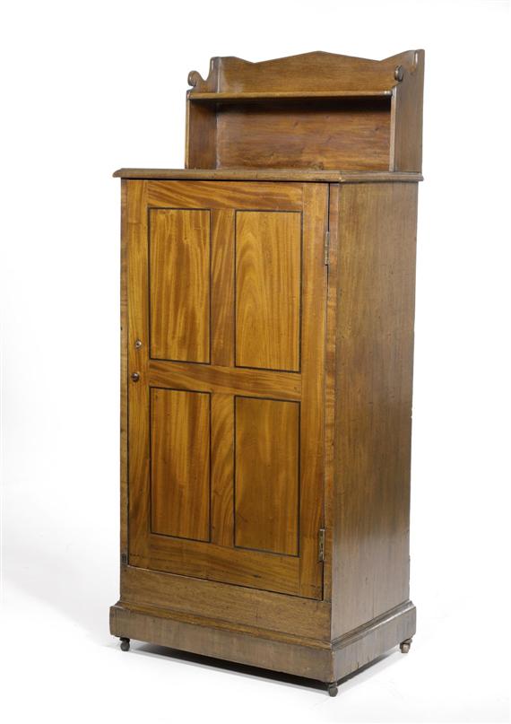 Appraisal: A SMALL CABINET Edwardian England Mahogany inlaid with stringing On