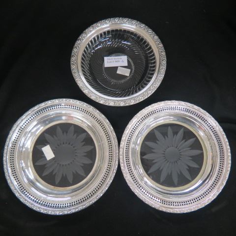 Appraisal: Sterling Crystal Items includes coasters and a bowl to excellent