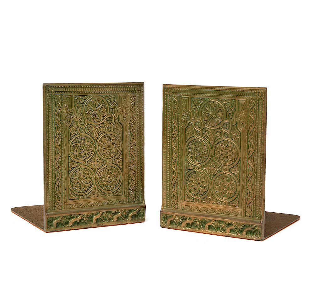 Appraisal: Pair of Tiffany Studios Bronze Venetian Bookends Pair of Tiffany