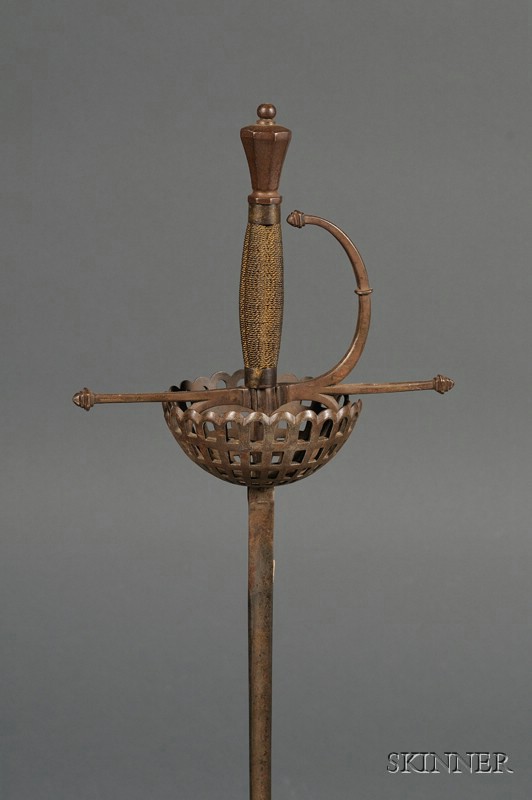 Appraisal: Continental Steel Rapier with pierced basket hilt straight quillons and