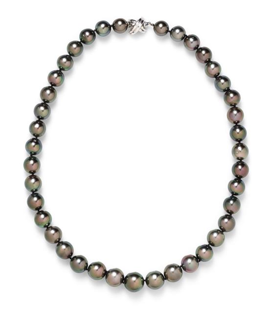 Appraisal: Sale Lot A Single Strand Cultured Tahitian Pearl Necklace with