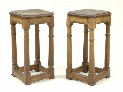 Appraisal: Two th-Century-Style Oak Joint Stools x x in