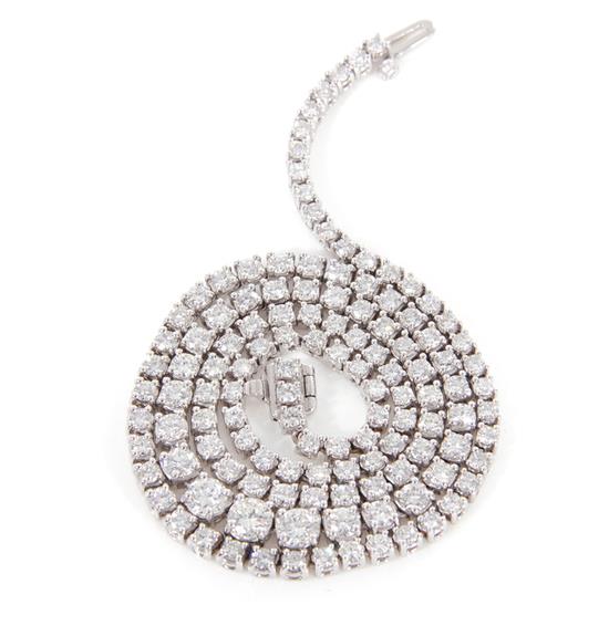 Appraisal: Diamond riviera necklace straight-line necklace composed of one hundred twenty-five