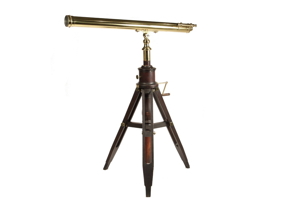 Appraisal: THAXTER SON TELESCOPE WITH CRANK-UP TRIPOD - inch solid brass