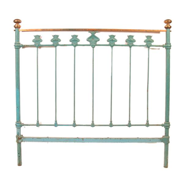 Appraisal: A wrought iron headboard and footboard height of headboard ft