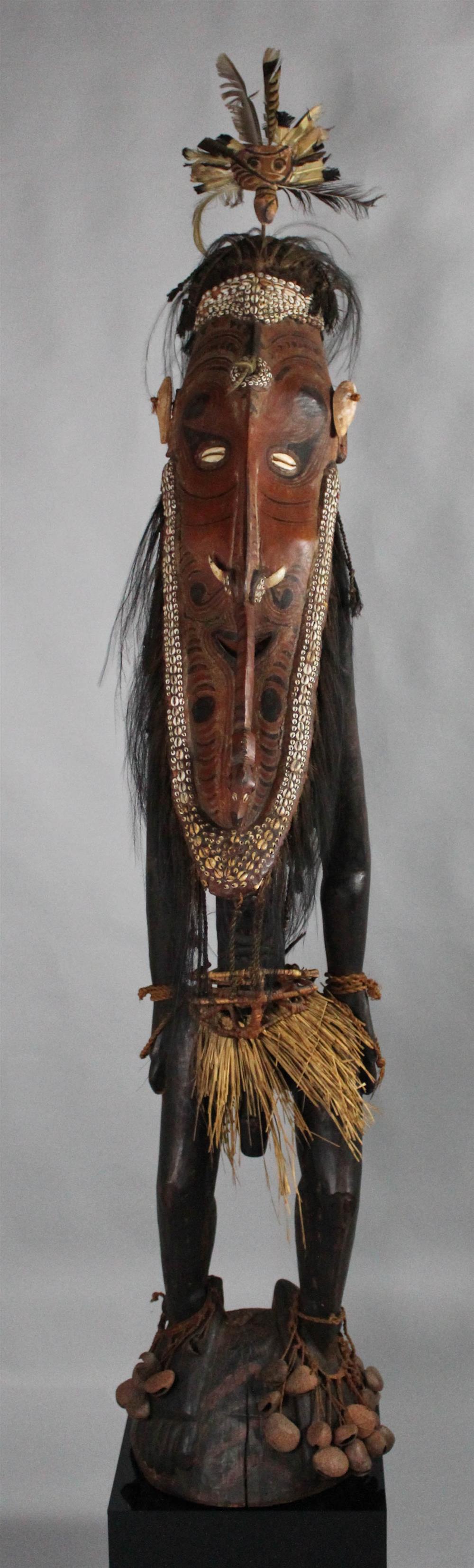 Appraisal: MONUMENTAL SEPIK RIVER NEW GUINEA CARVED MALE FERTILITY FIGURE polychrome