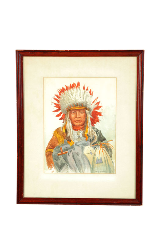 Appraisal: PORTRAIT OF AN INDIAN CHIEF BY LOUIS SCHAETTLE NEW YORK