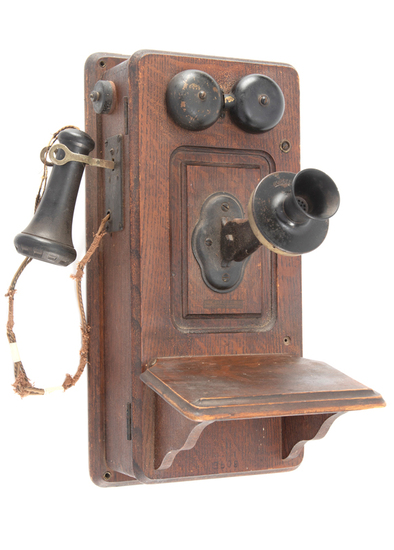 Appraisal: Antique oak Wall Telephone made by Kellogg's original estate condition