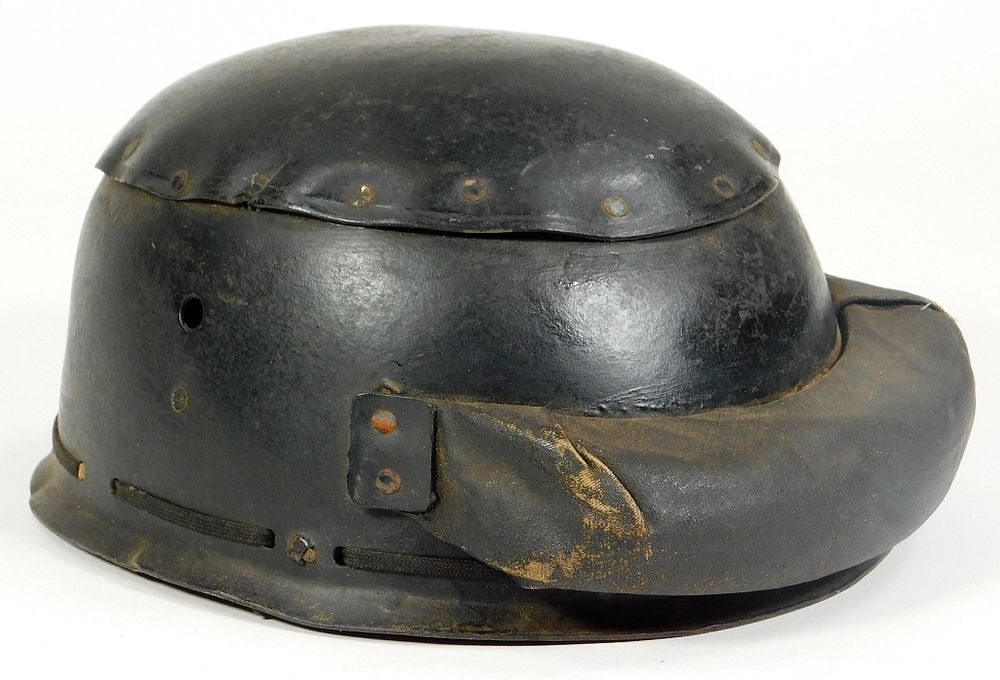 Appraisal: British Model Royal Armored Corps Helmet England C Black-painted compressed