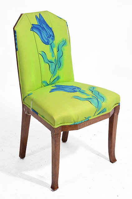 Appraisal: A SINGLE BIEDERMEIER SIDE CHAIR upholstered in bright green material