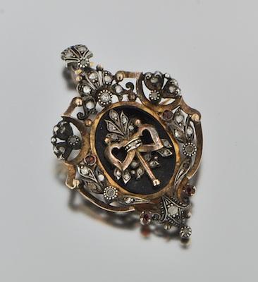 Appraisal: A Victorian Gold and Diamond Pendant Brooch Yellow gold and