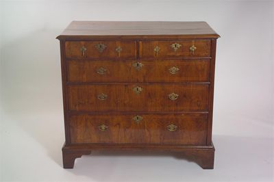 Appraisal: An early th century walnut chest with inlaid stringing the