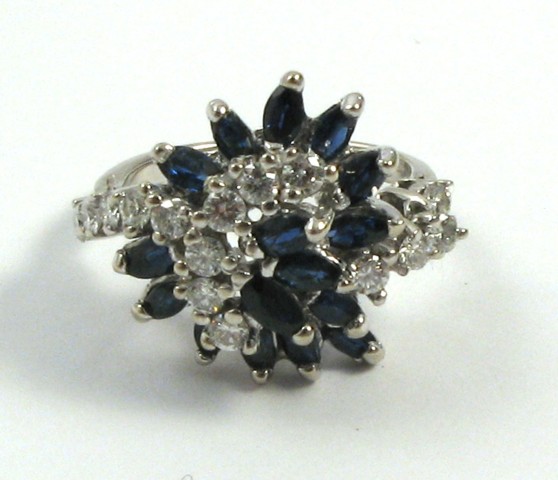 Appraisal: SAPPHIRE DIAMOND AND WHITE GOLD RING The k white gold