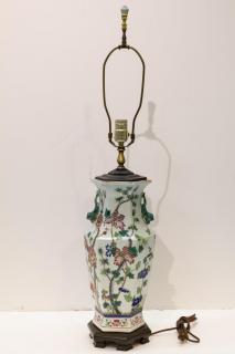 Appraisal: Chinoiserie Porcelain Vase Lamp European porcelain lamp in the Chinese-style