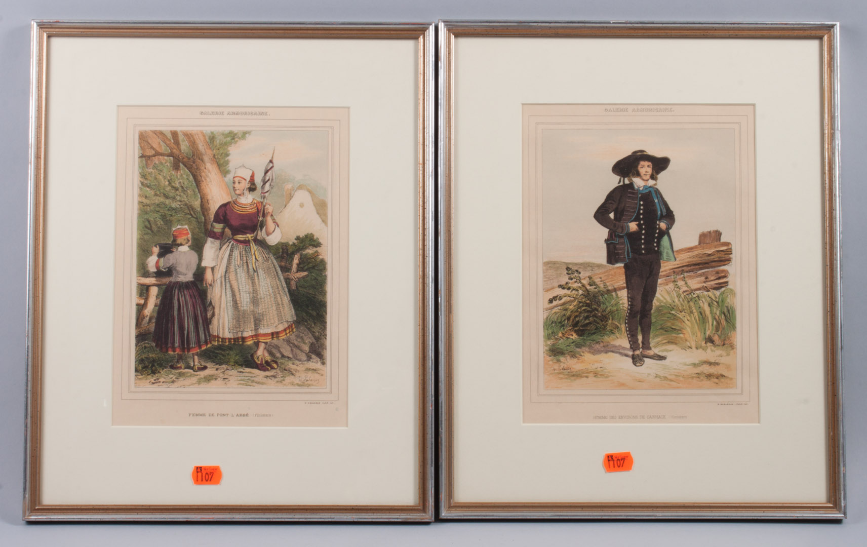 Appraisal: Pair of Lalaisse color lithographs second half- th century Francois