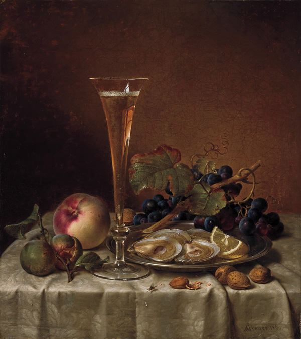 Appraisal: JOHANN WILHELM PREYER German - Still Life with Champagne Oysters