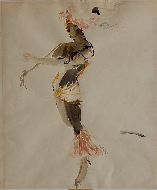 Appraisal: Sam Scott American th century Study for a theatrical costume