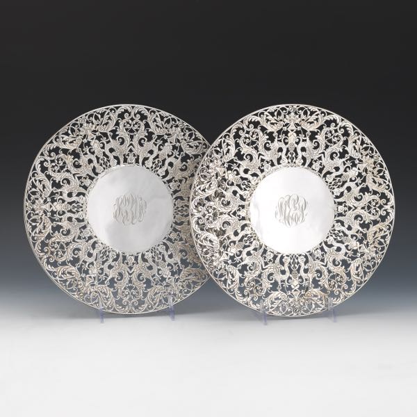 Appraisal: ROGER WILLIAMS SILVER CO PAIR OF STERLING PLATTERS RETAILED BY