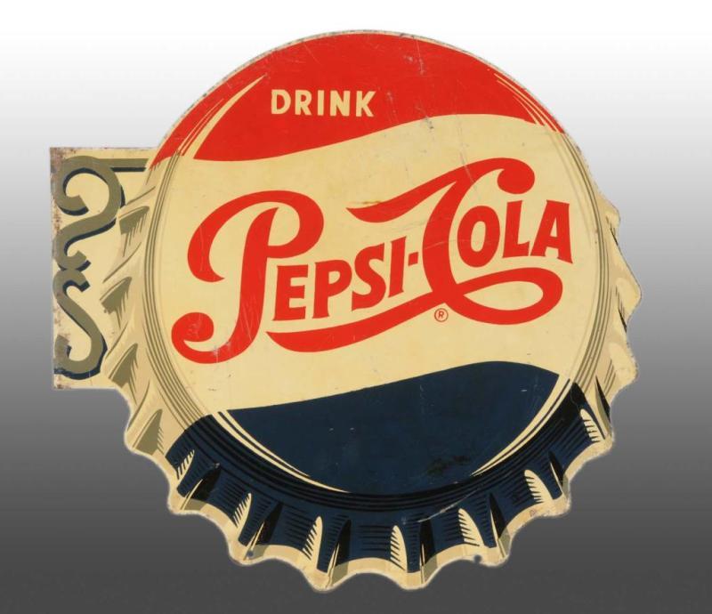 Appraisal: Tin Pepsi-Cola Bottle Cap Flange Sign Description s Very light