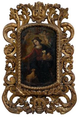 Appraisal: Spanish Colonial painting The Divine Shepherdess unsigned possibly th century