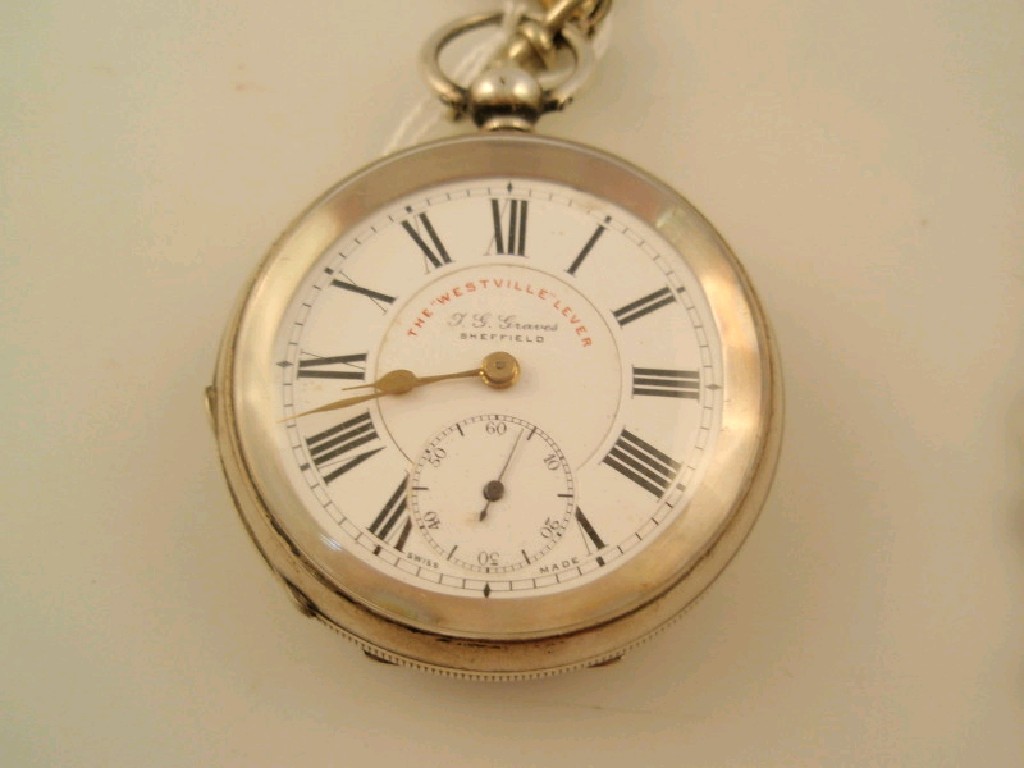 Appraisal: An open face silver cased pocket watch dial scribed The