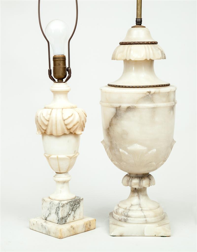 Appraisal: Two Italian Carved Alabaster Urn-Form Lamps and in Estimate -