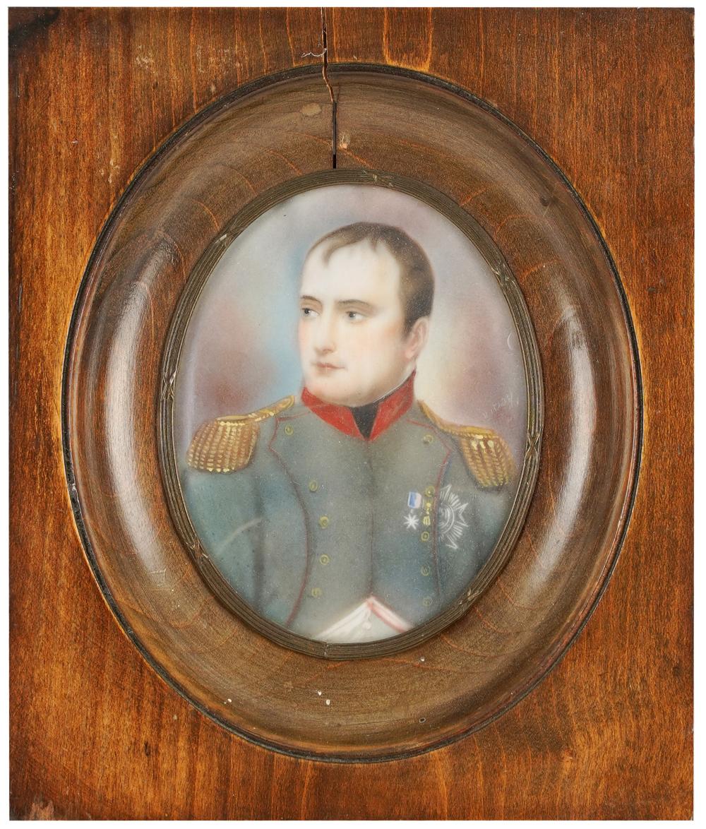 Appraisal: PORTRAIT MINIATURE OF NAPOLEONunsigned framed under glass Condition separation to