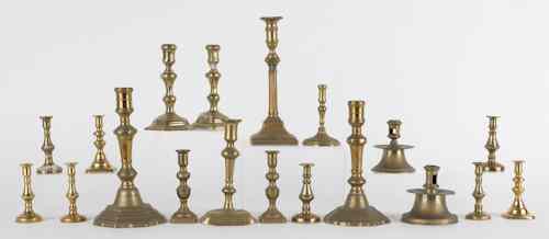 Appraisal: Miscellaneous collection of brass candlesticks th th c tallest -