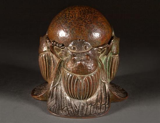 Appraisal: Rare Tiffany Studios bronze Scarab inkwell circa inscribed Tiffany Studios