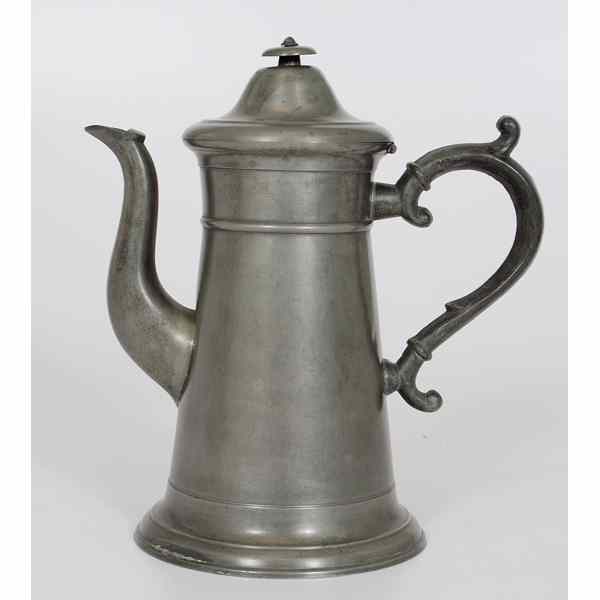 Appraisal: Isaac Lewis Pewter Coffee Pot American th century A lighthouse