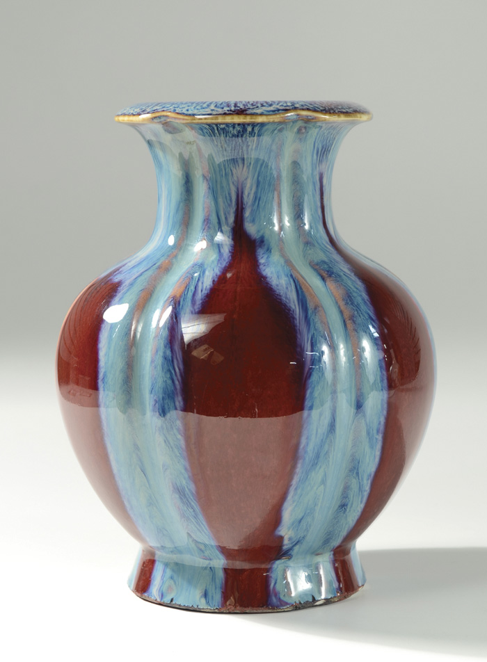 Appraisal: CHINESE FLAMBE GLAZED PORCELAIN VASE th century Qing Dynasty -