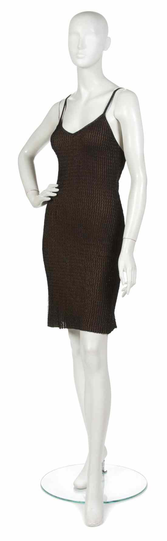 Appraisal: A Missoni Black and Olive Knit Dress delicate lurex threads