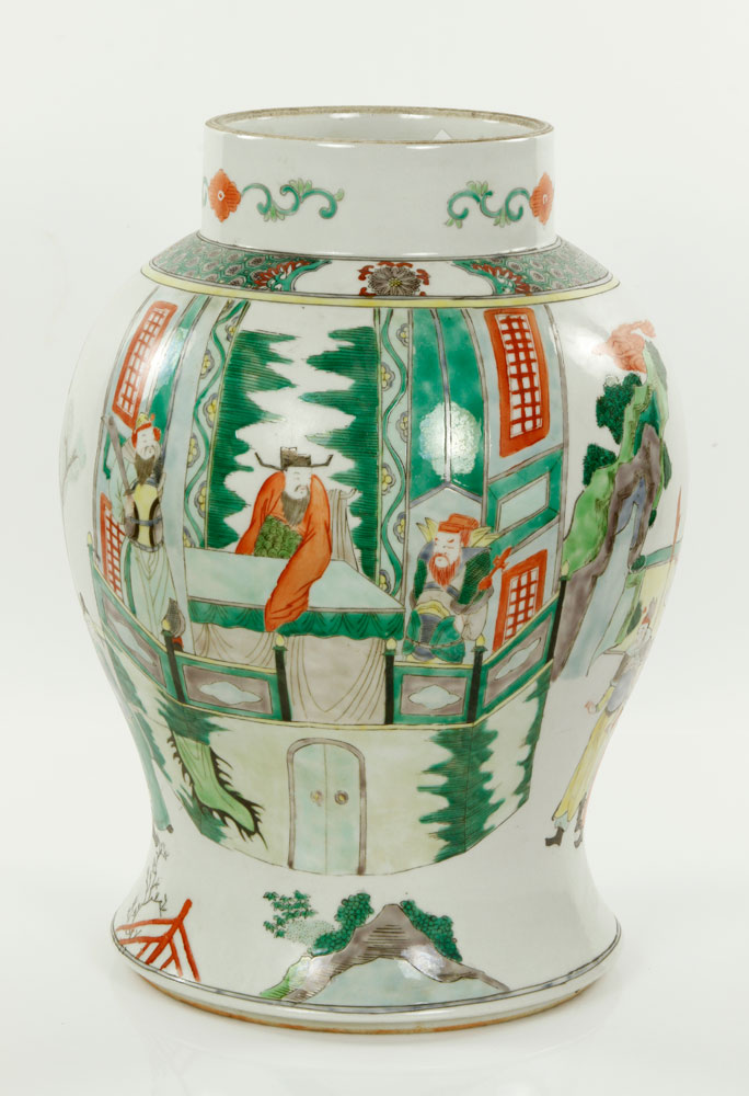 Appraisal: - Chinese Famille Verte Jar Chinese famille verte jar Qing