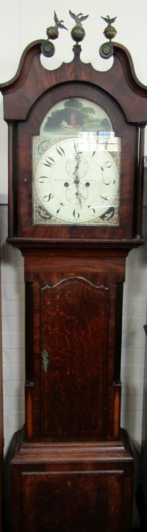 Appraisal: A George III oak and mahogany longcase clock the hood