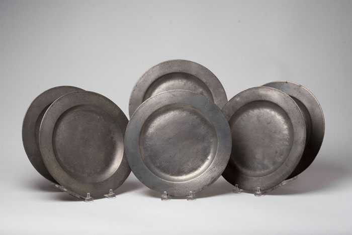 Appraisal: SIX ENGLISH PEWTER PLATES HENRY JOSEPH LONDON ENGLAND CIRCA -