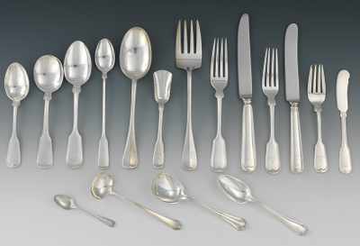 Appraisal: An Assembled Sterling Silver Dinner Service in Fiddle Thread Pattern